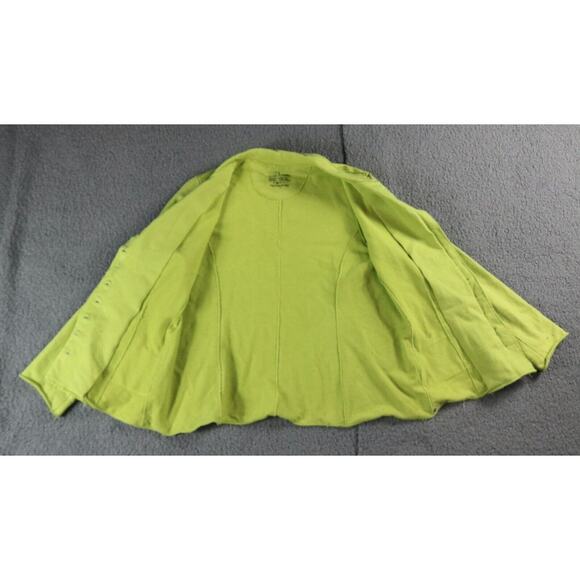 New Neon Buddha Jacket Womens Small Cotton Neon Green 2 Pockets Funky Buttons - Picture 4 of 9